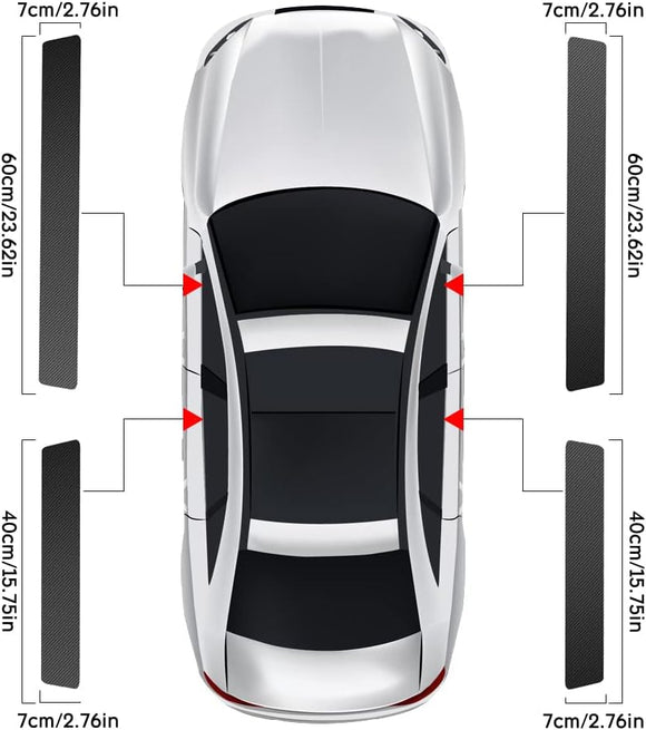 Car Door Sill Protector 4 PCS Door Sill Protector Anti-Scratch Anti-Collision Carbon Fiber Leather Front/Rear Decorative Door Protector Car Interior Accessories