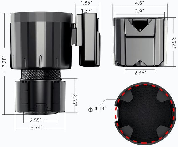Expandable Car Cup Holder NEW 3-in-1 with Phone Holder and Card Slot Adjustable Cup Holder for Car Cup Holder Expander Suitable for bottles ranging from 10 oz to 38 oz Large Cup Holder Adapter for Car