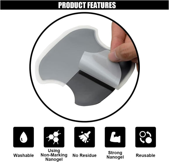 4PCS Car Door Handle Cup Scratch Protectors TPU Carbon Fiber Door Bowl 3D Sticker Universal Door Handle Protective Film for Most Cars (Medium)