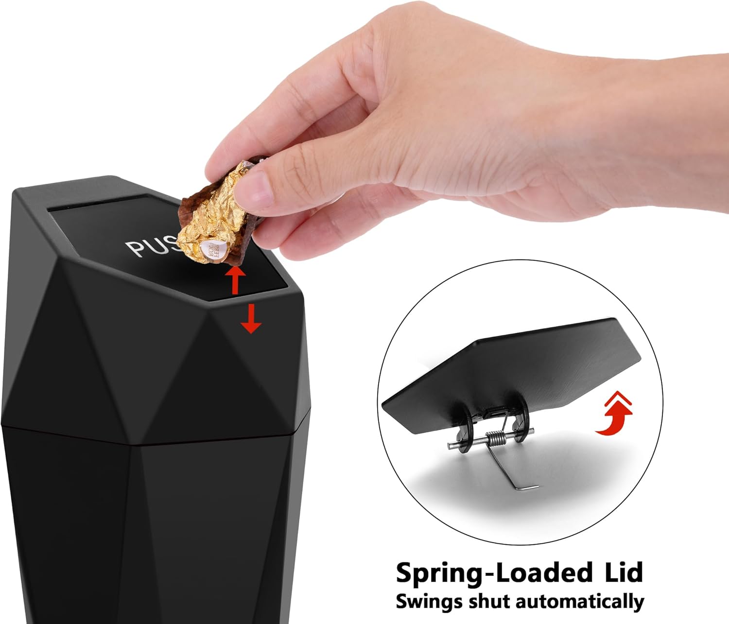 Car Cup Holder Trash Can, Leakproof Mini Trash with Lid and 90 Bags, 2 Pack for Car and Home with 2 ABS Hooks, Black
