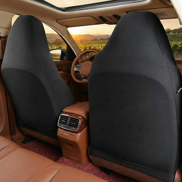 Front Car Seat Covers Bucket Seat Covers Leather High Back Auto Seat Covers for Cars Trucks Jeep Van SUV Pickup Airbag Compatible (Black)