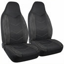 High Back Front Car Seat Covers - Sports Carbon Fiber Mesh Design Universal Fit Airbag Compatible (Black)-1