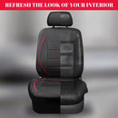 Universal FIT Piping Leather Car Seat Cover for suvs Van Trucks Airbag Compatible Inside Zipper Design and Reserved Opening Holes (Full Set Black and Red)-8