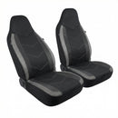 High Back Front Car Seat Covers - Sports Carbon Fiber Mesh Design Universal Fit Airbag Compatible (Gray)-1