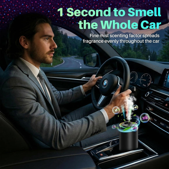 Smart Car Air Freshener Star Ambiance Roof and Premium Design Healthy Eco-Friendly Fragrance Auto On/Off 3 Adjustable Modes Black Air Freshener Perfect for Car Bedroom Office Restrooms.
