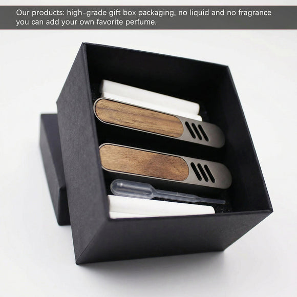2 Packs Car Air Freshener Diffuser Car Diffusers for Essential Oils Perfume Diffuser &1Essential Oil Bottle 4 Unscent Reusable Fiber Sticks Custom Scent Metal & Wood Design Gift for Men