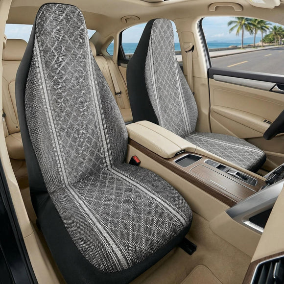 Baja Blanket Seat Covers Gray Diamond High Back Bucket Seat Covers - Jacquard Fabric Airbag Compatible Universal Fit for Cars Trucks SUVs and Vans