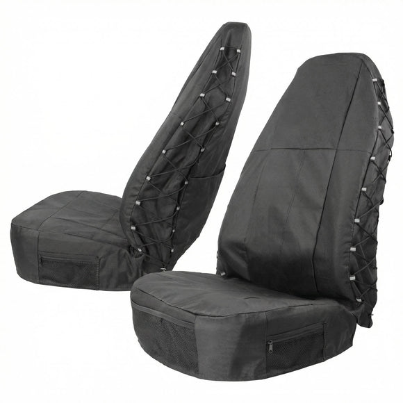 Waterproof Front Seat Covers High Back Seat Cover Bucket Seat Covers with Multi-Pockets for Semi Truck Cars Van SUV Pickup (Pack of 2)