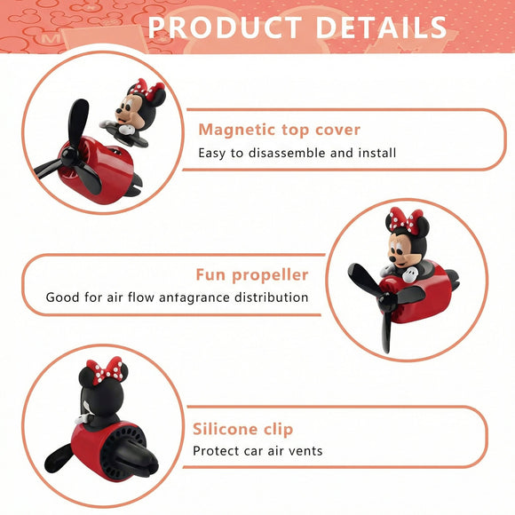 Car Air Fresheners Cute Cartoon Mouse Pilot Car Diffuser Rotating Propeller Automotive Air Outlet Fan Creative Car Perfume Decoration Cool Car Accessories (Women)