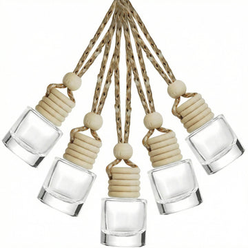 ESEWALAS 5PCs Hanging Car Air Freshener Empty Glass Perfume Bottlespendant Bottle Air Freshener Pendant