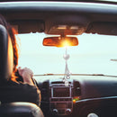 Bling Heart Car Charms Car Accessories for Women, Valentine's Day Gifts Crystal Rear View Mirror Hanging Charms Car Diamond Decoration Lucky Interior Ornament Pendant(9.8 Inch,White)-6