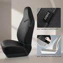 Leather Car Seat Covers Sports Carbon Fiber & Mesh Design High-Back Two Front Set Waterproof Automotive Seat Covers Airbag Compatible Universal Fit for Most Cars (Black & Black)-4