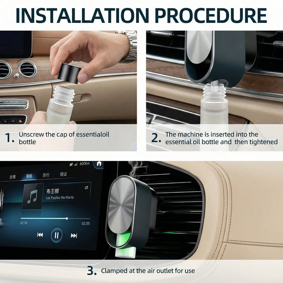 Smart Car Air Freshener Diffuser - Rechargeable Car Diffuser with 3 Modes Ultrasonic Aroma Diffuser with 4 Essential Oils Long-Lasting Freshener for Women and Men