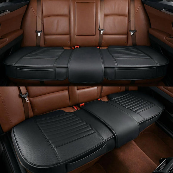 Back Seat Covers Rear Seat Cushions Auto Bench Protector with Breathable PU Leather and Non-Slip Bottom Universal for 4 Season (Black 61 x 20. 5)