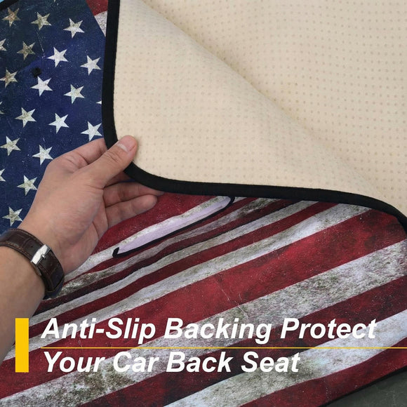 Back Seat Cover for Car Trucks Van SUV Waterproof Rear Bench Towel Seat Covers for Dogs and Kids Automotive Backseat Protector (American Flag)