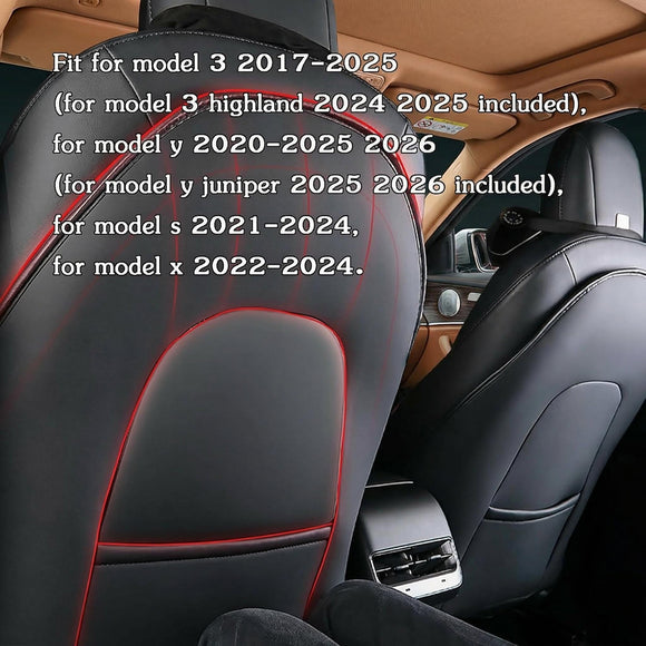 for Tesla Accessories Seat Back Kick Protectors for Kids Kick Mats Leather Back Seat Cover Protect from Mud Stains Scratches Fit for Model Y X S 3 (2PCS)