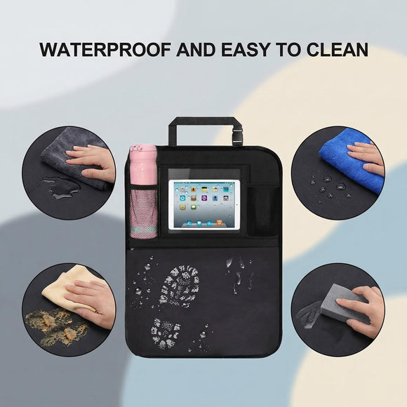 Premium Backseat Organizer for Kids 2 Pack Heavy Duty Waterproof and Stain Resistant Kick Mats Back Seat Protector Durable Backseat Car Organizer with Tablet Holder+Storage Pockets