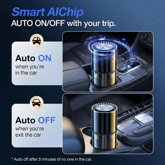 AUTO On/Off Smart Car Air Freshener with Blue Ambient Light Adjustable Concentration & 360Scent Aroud Car Diffuser 160ML Large Capacity for 6 Months Long-Lasting Use - Premium Cologne
