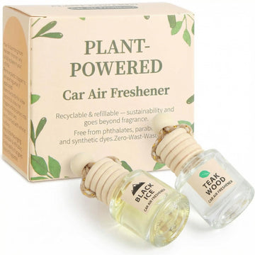 Car Air Freshener Oil Diffuser - Hanging Long Lasting Scent for Car & Home Essential Oil Freshener with Adjustable Fragrance (Teak Wood+Black Ice)