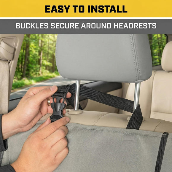 Flexfit Gray Rear Seat Cover for Car SUV & Truck - Durable Canvas Material Back Car Seat Covers 60/40 Split Bench Protector - Back Seat Cover & Back Seat Protector Interior Accessories