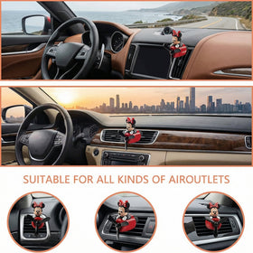 2Pcs Car Air Fresheners Cute Cartoon Mouse Pilot Men Women Car Perfume Rotating Propeller Automotive Air Outlet Fan Creative Diffuser Car Decoration (M.ickey+M.innie) - 0