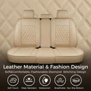 Beige Back Seat Cover Adjustable Leather Rear Seat Cover Car Back Seat Cover with Breathable Non-Slip Universal Fit for Most Cars Sedan SUV Pickup Truck (Back Row/Beige)-4