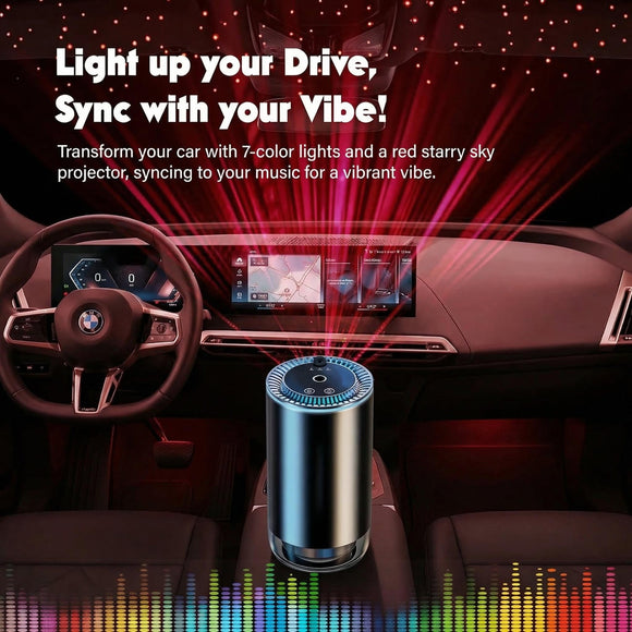 Smart Car Air Freshener - Automatic Essential Oils Aroma Diffuser - Rechargeable Auto On/Off Fragrance Fresheners with Starry Lights Projector - 3 Adjustable Mode Scent Purifier with 50mL Perfume