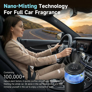 Smart Car Air Freshener Ambient Light & Mist Fragrance 2 Pack Refill for 6 Months Auto On/Off 3 Adjustable Modes Black Air Freshener Perfect for Car Bedroom Office Restrooms. (Mystic Ice) - 0