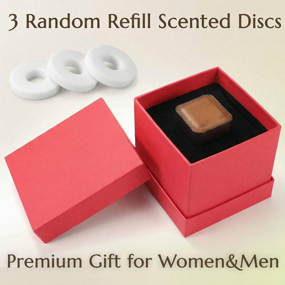 Premium Quality Car Air Freshener Leather and Metal Design Scent Vent Clip Diffuser New Natural Fragrance Diffuser for Car with 3 Refill Scented Discs and Gift Box(Truffle Brown)