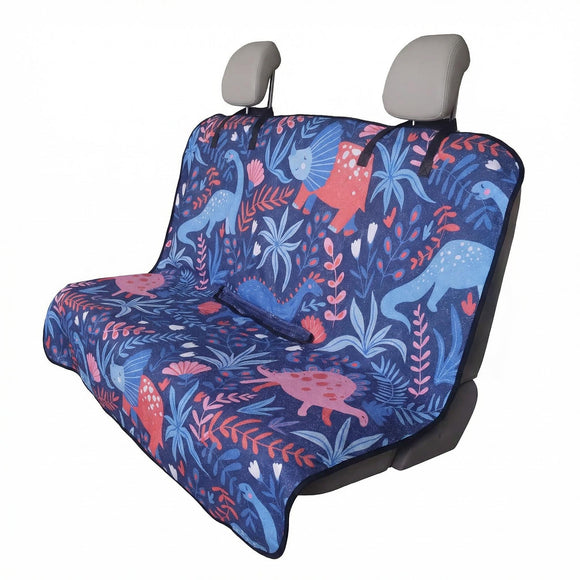 Back Seat Cover for Car Trucks Van SUV Waterproof Rear Bench Towel Seat Covers for Dogs and Kids Automotive Backseat Protector (Dinosaur)