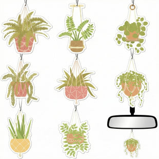 8 Pack Car Hanging Plants Air Freshener for Women Long Lasting Funny Plant Car Mirror Accessories Little Scented Hanging Air Fresheners