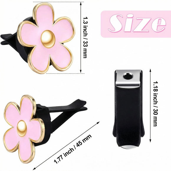 6 Pcs Daisy Flower Air Vent Clip Accessories Air Conditioning Outlet Clip Car Air Freshener Dashboard Accessories Charm Car Inter Decor(3 cm 3.3 cm Red Pink White)