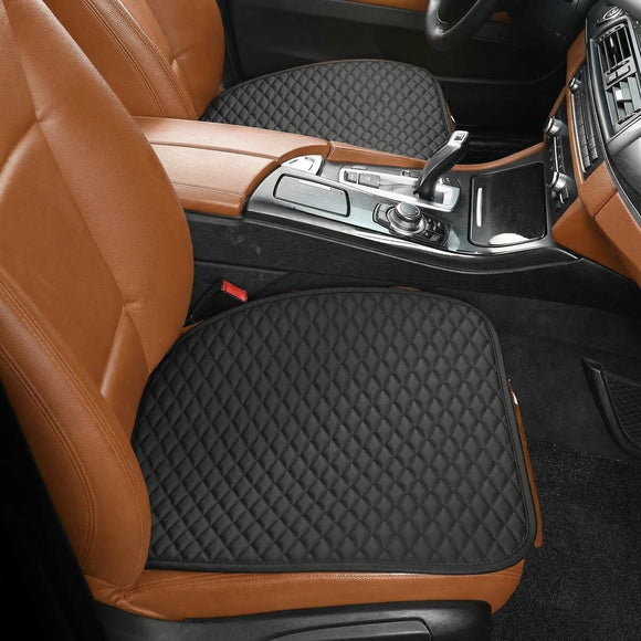 Pu Leather Car Seat Bottom Covers Protectors Include 1 Pair Front Driver Seat Pad Mat and 1 Rear Bench Cover Universal Fit 90% Vehicles Black