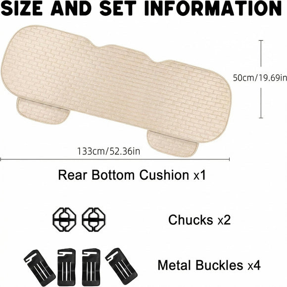 Beige Back Seat Cover Rear Car Seat Cover for Cars Truck SUV Seat Covers with Storage Pocket Bottom Auto Seat Cushion Pad Mat for Most Vehicles-Beige 1 Pcs