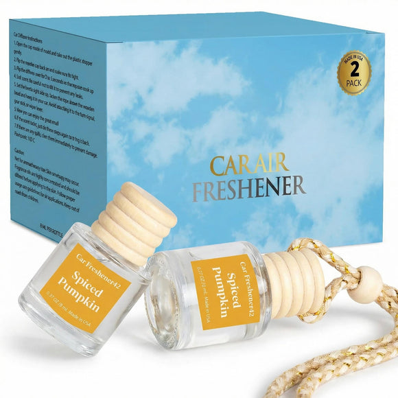 Car Air Freshener Diffuser 2 Pack Hanging Spiced Pumpkin Car Air Freshener for Women 45+ days Long Lasting Fragrance Made in USA (P42)