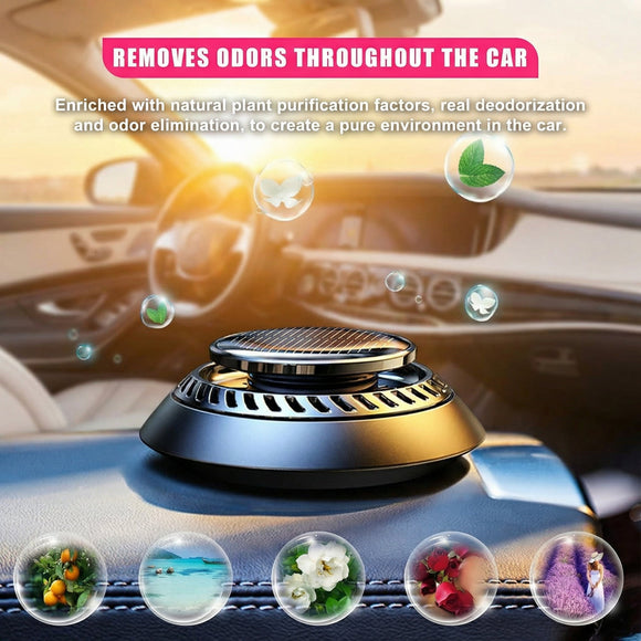 Car Air Freshener Solar Energy Auto Rotating Diffuser with Fragrance Aromatherapy Air Purifier for Car and Home Vehicle Interior Scents Decor Accessories for Men Women (Black Cologne)