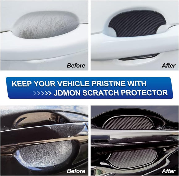 Car Handle Cup Scratch Protector 4PCS TPU Carbon Fiber Texture Door Bowl 3D Sticker Universal Fit Handle Paint Cover Guard