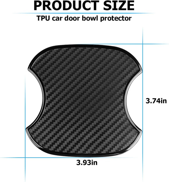 Car Door Handle Cup Scratch Protector 4PCS 3D TPU Carbon Fiber Vehicle Door Bowl Sticker Automotive Door Handle Paint Protective Film Cover Accessories Universal for Most Cars (Medium)