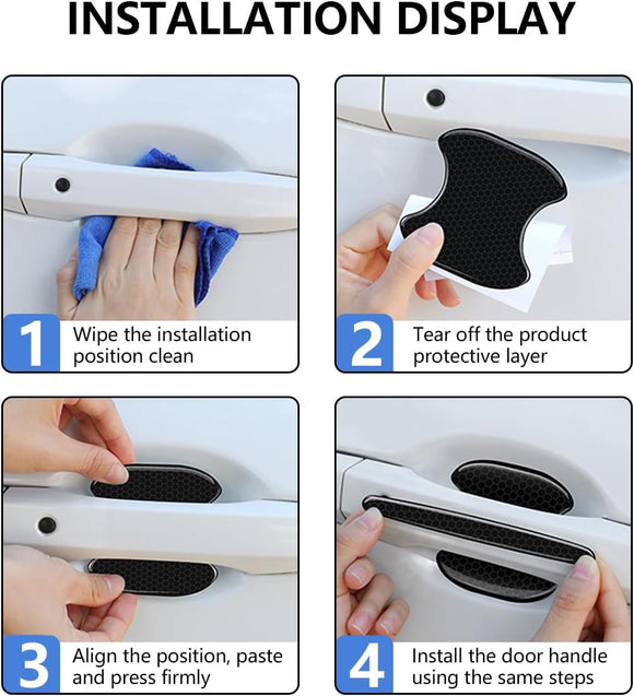 8Pcs Car Door Handle Bowl Sticker Reflective Car Door Handle Paint Scratch Protector Self-Adhesive Scratch Collision Protection Guard Auto Exterior Decor Universal for SUV Truck RV