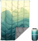 Outdoor Puffy Camping Blanket Lightweight Down Alternative Puffy Printed Camping Large Ultra Warm Hammock Top Quilt Waterproof Blanket for Traveling Picnic Beach Party Cold Weather (Green Mountain)-1