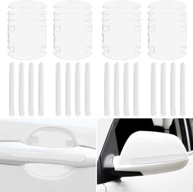 16PCS Car Door Handle Protector Waterproof Anti-Scratch Paint Invisible Cars Door Handle Bowl Sticker Avoiding Scratches Auto Exterior Accessories Protection Film for Most Models (Clear Transparent)