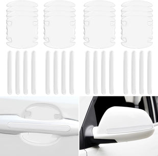 16PCS Car Door Handle Protector Waterproof Anti-Scratch Paint Invisible Cars Door Handle Bowl Sticker Avoiding Scratches Auto Exterior Accessories Protection Film for Most Models (Clear Transparent)