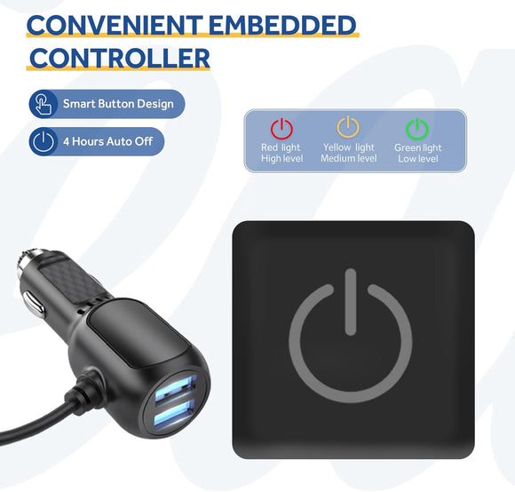 12-Volt Heated Car Blanket with 2 Output USB Ports 3 Heating Levels & 4 Hours Auto Off Electric Blanket for Car Truck SUV RV or Camping Machine Washable 59 X 43 Plaid