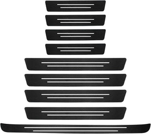 Car Door Sill Protector Anti-Scratch Carbon Fiber Trunk Door Sill Protection Door Entry Edge Guard Car Door Threshold Protection Sticker Universal Vehicle Trim Cover for Car Truck SUV (9Pcs)