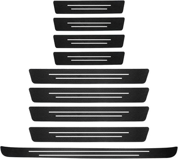 Car Door Sill Protector Anti-Scratch Carbon Fiber Trunk Door Sill Protection Door Entry Edge Guard Car Door Threshold Protection Sticker Universal Vehicle Trim Cover for Car Truck SUV (9Pcs)