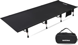 Lightweight Folding Tent Camping Cot Bed with Lever Lock Easy Setup Portable Compact for Outdoor Travel Hunting Hiking Motorcycling Support 330Lbs (Black)