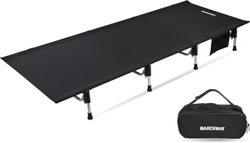 Lightweight Folding Tent Camping Cot Bed with Lever Lock Easy Setup Portable Compact for Outdoor Travel Hunting Hiking Motorcycling Support 330Lbs (Black)