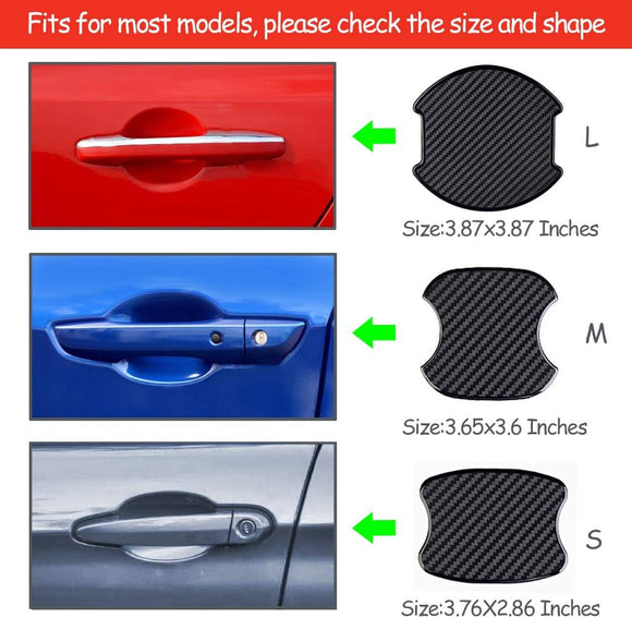 4Pcs Car Door Handle Protective Films Universal 3D Carbon Fiber Car Door Handle Paint Protection Film for Grip Recesses(S)