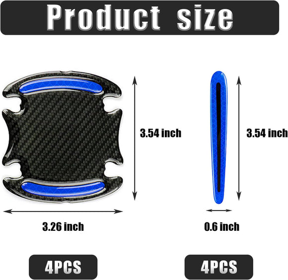 8Pcs Car Door Handle Protector Reflective Sticker 3D Carbon Fiber Universal Door Handle Scratch Protector Cover Self-Adhesive & Non-Marking Paint Guard Protective Films (Blue)