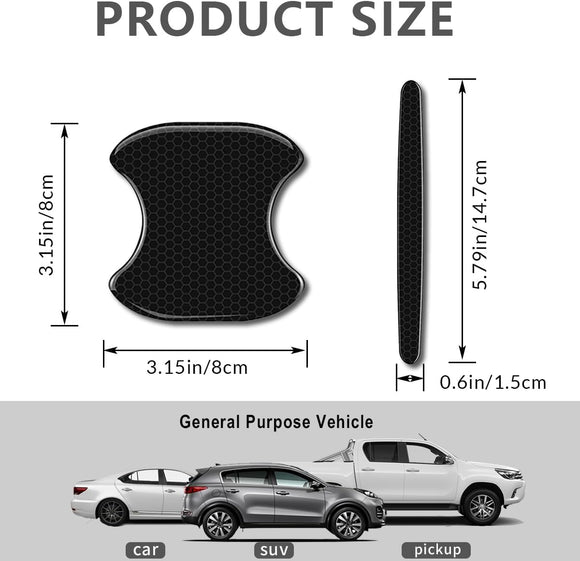 4Pcs Reflective Car Door Handle Bowl Sticker Car Door Handle Protective Sticker Anti-Scratch (Black 8Pcs)
